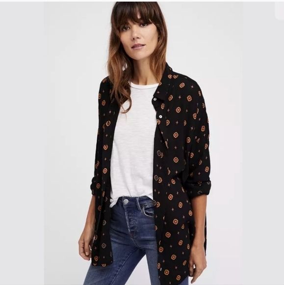 FREE People Intimately Medallion Print Button down shirt - Picture 2 of 12
